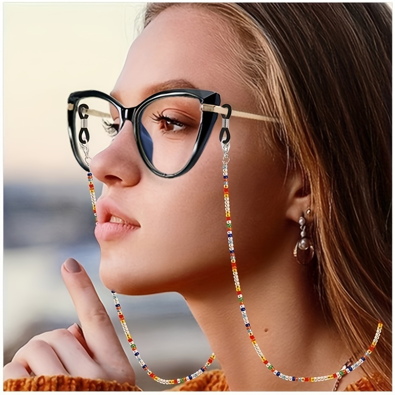 Mask Lanyard Adjustable - Tali Kacamata Boho Berhias Manik-Manik, Penahan