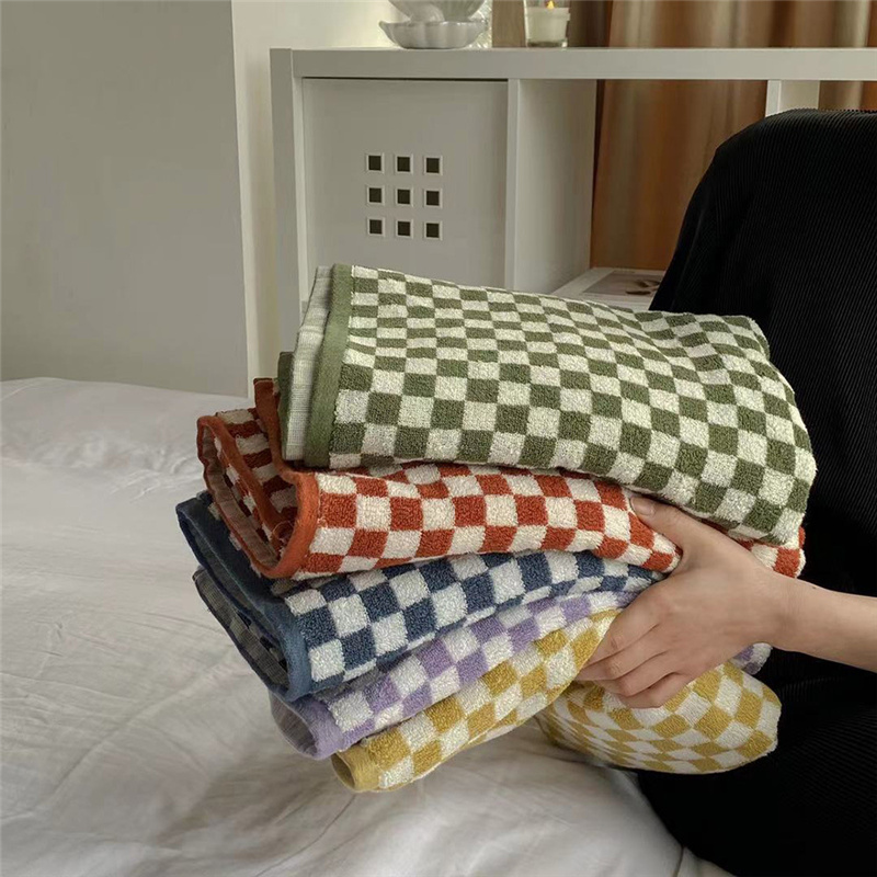 Cloth Face Mask Washable - Kotak-kotak Retro Motif Kotak-kotak Handuk Katun