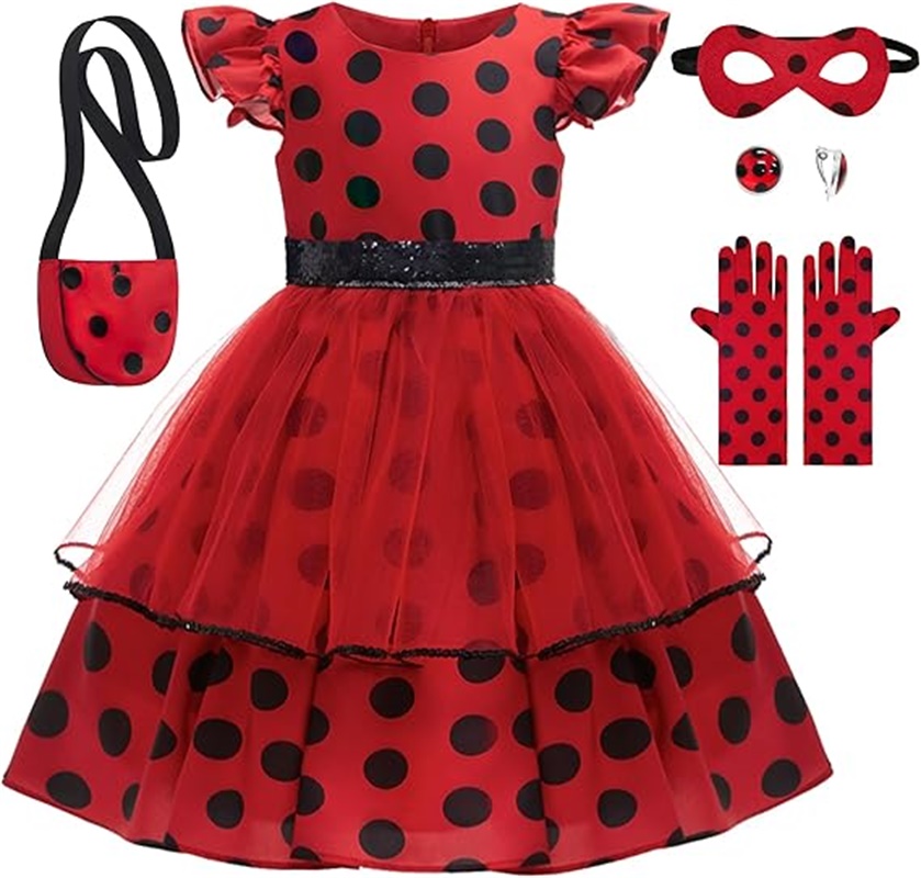 Kids Face Mask - Kostum Cosplay Anak Perempuan Gaun Merah