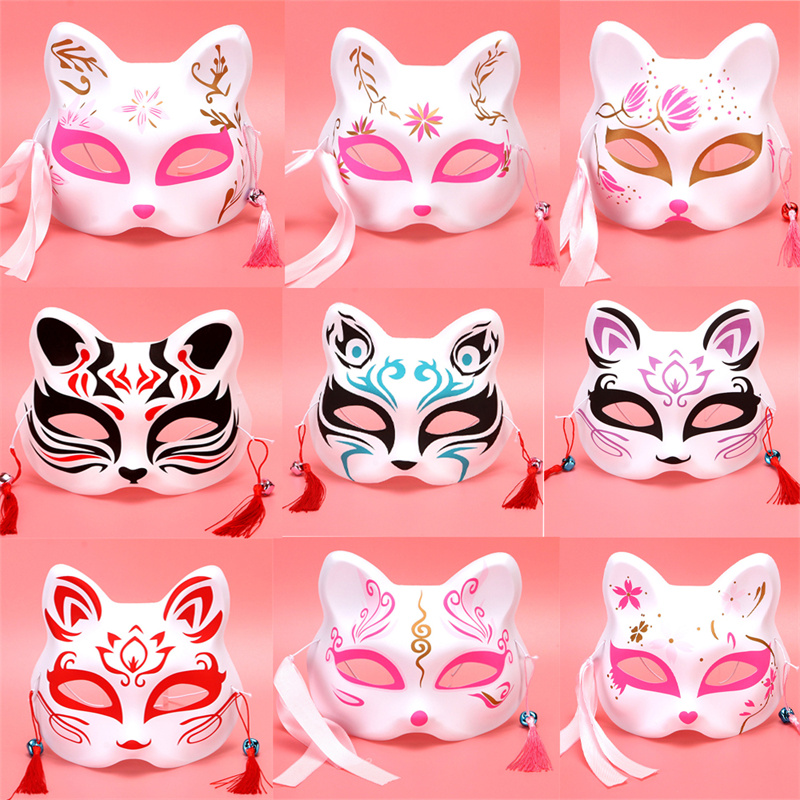 Respirator Half Face - Anime Foxes topeng Cosplay Rave dilukis