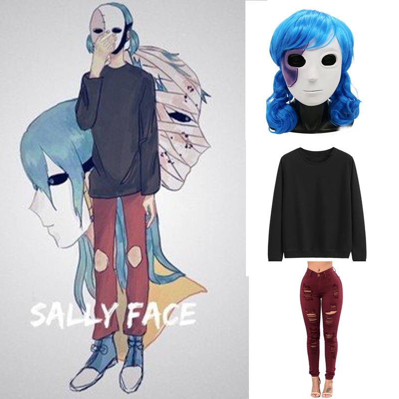 Black Face Mask Pack - Kostum Cosplay Wajah Sally Game Anime