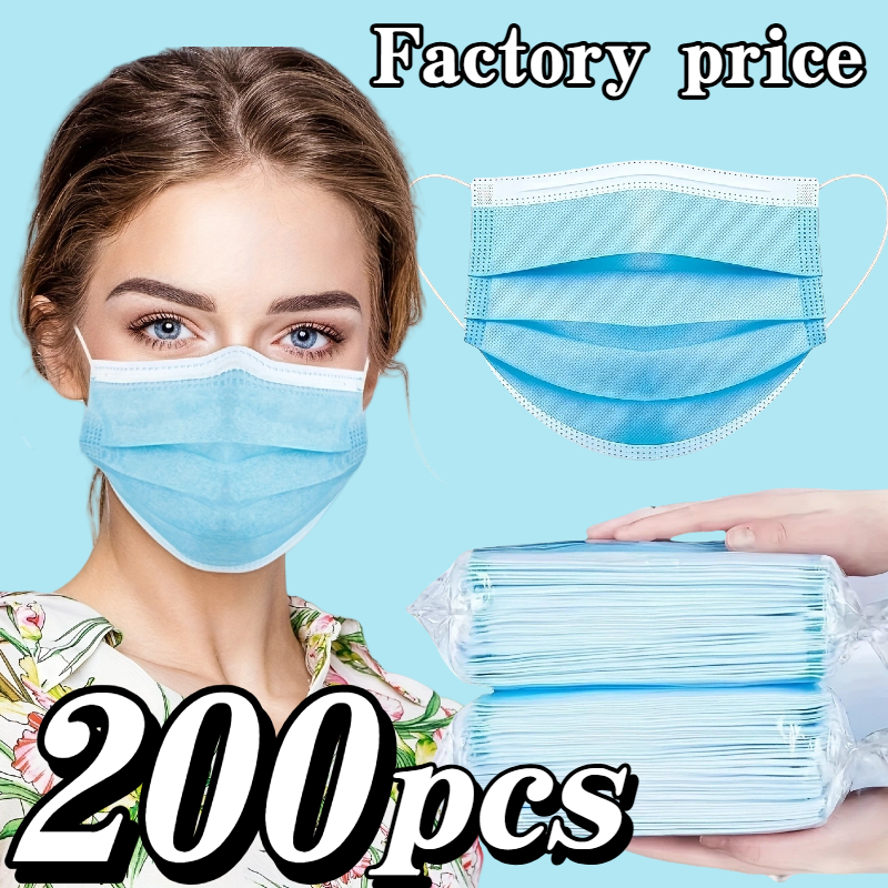 Disposable Mask Blue - 200 Buah Masker Pelindung Sekali Pakai