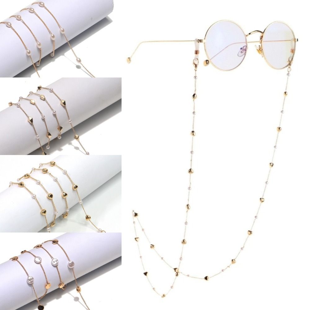 Mask Lanyard Adjustable - Rantai Kacamata Anti-Hilang Mewah Mutiara 70cm