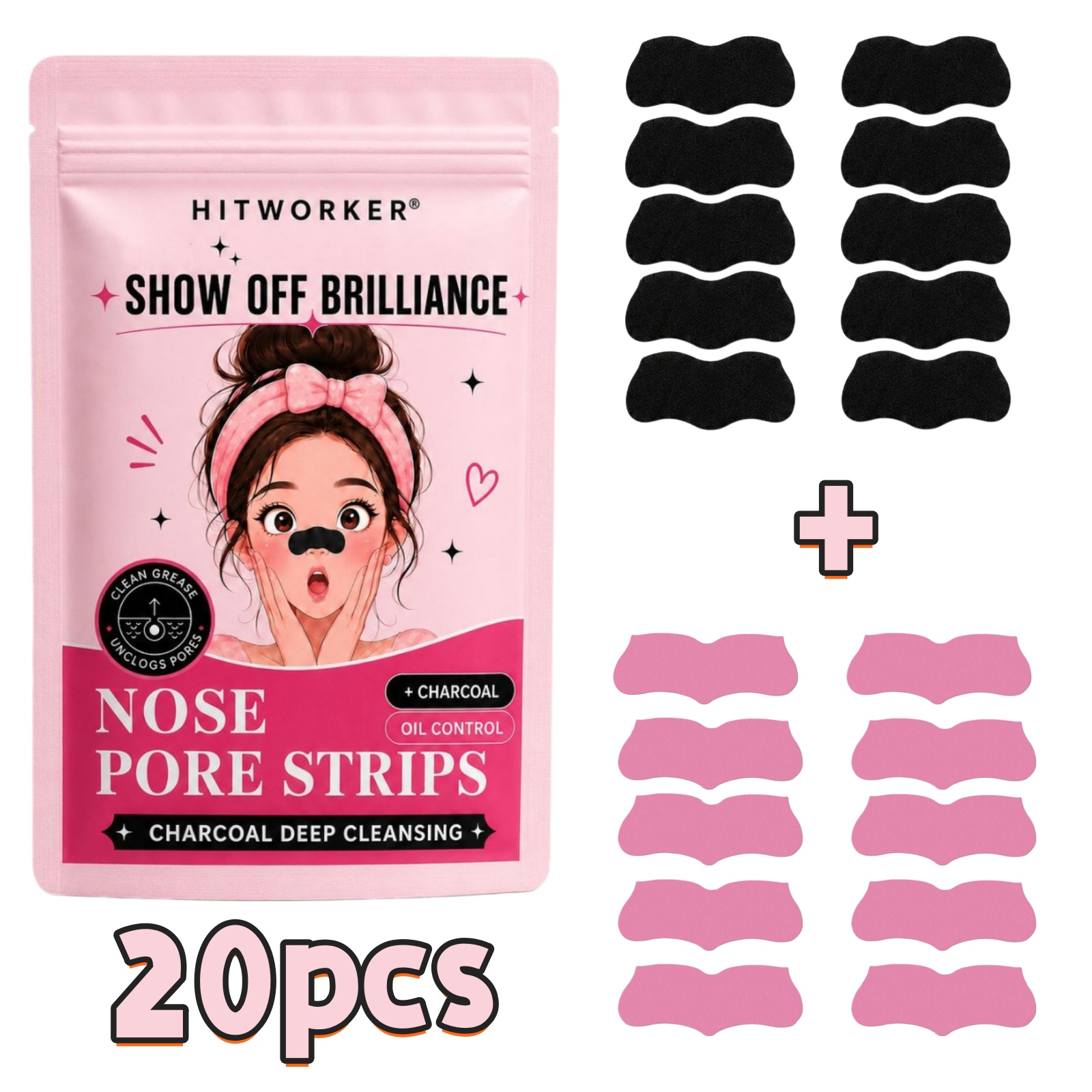 Black Face Mask Pack - 10/20 Buah Strip Hidung Penghilang Komedo