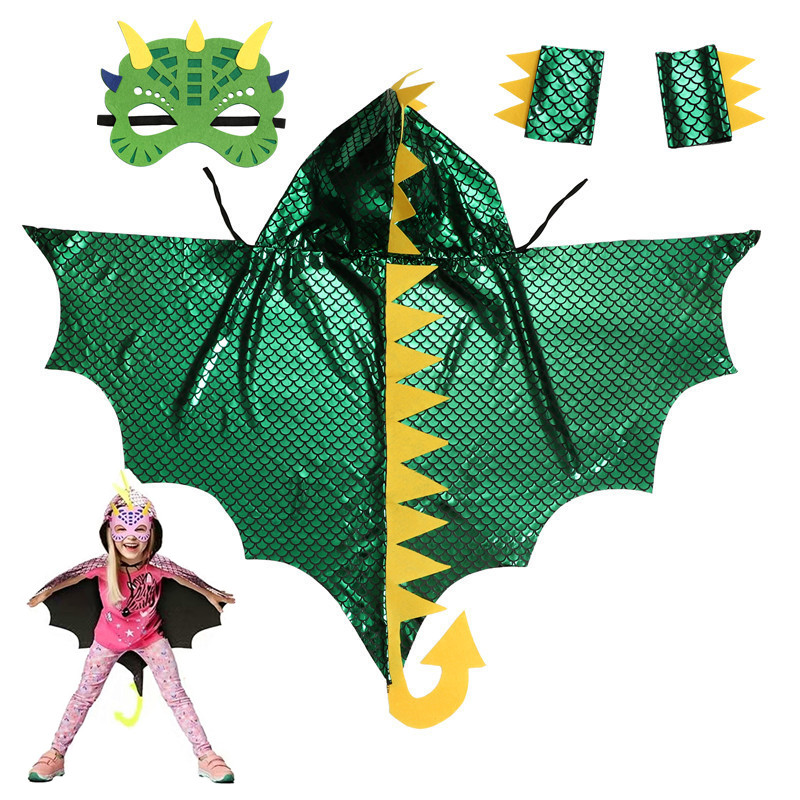 Jubah Dinosaurus Hijau Anak de - Kids Face Mask ulasan dan harga