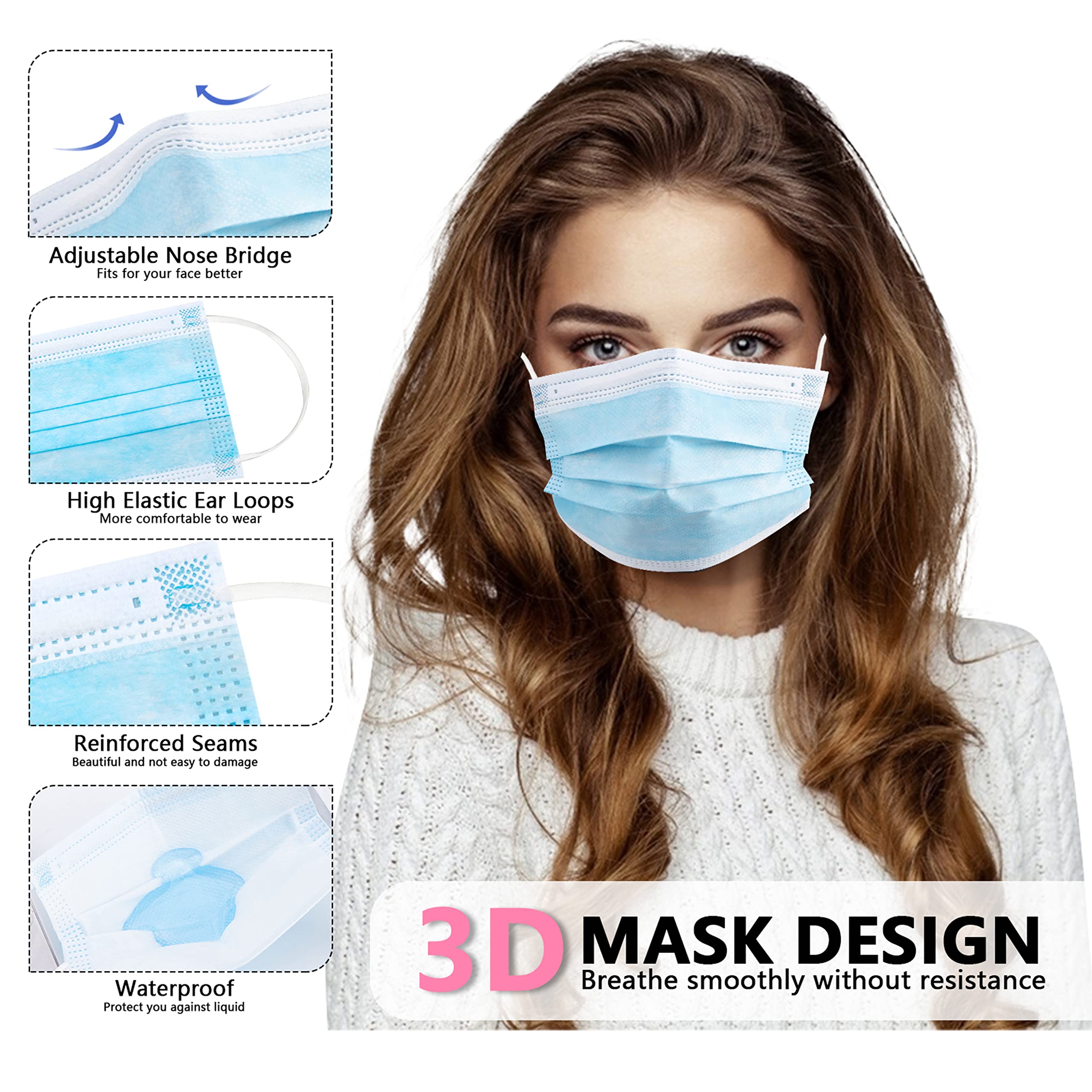 50/100 buah kotak masker wajah - Disposable Mask Blue ulasan dan harga