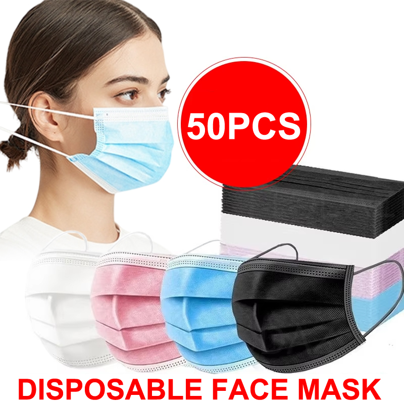 50 Buah Masker 3 Lapis Masker  - Disposable Mask Blue ulasan dan harga